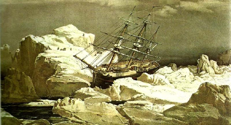 robert mcclures skepp investigator sitter fast i isen norr om bankon, unknow artist